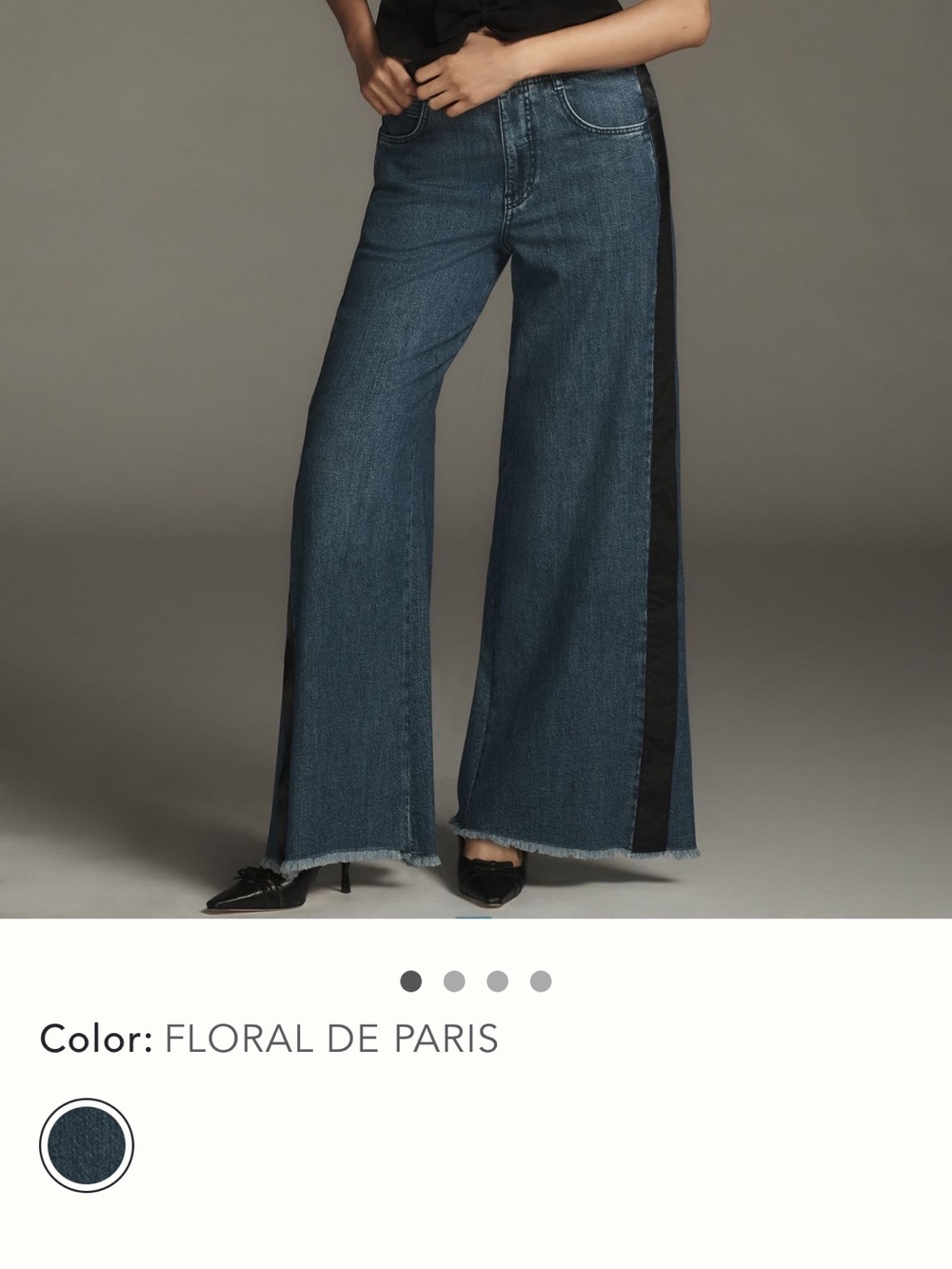 Pilcro Two-Tone Dark Blue Wide-Leg Jeans with Black Side Panel